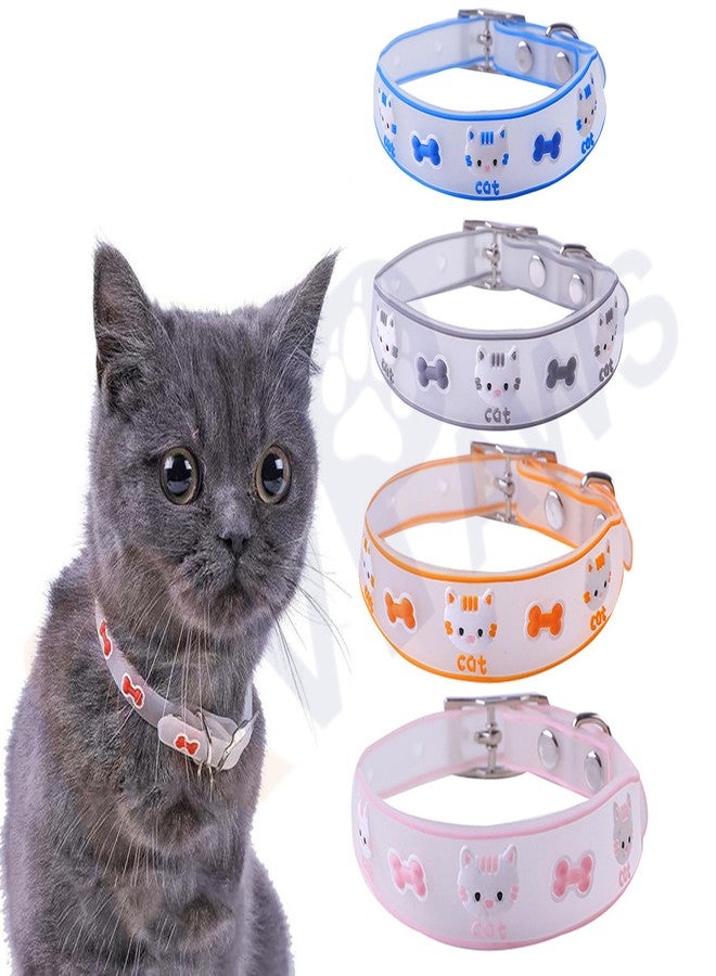 Pups&Pets طوق سيليكون عاكس قابل للتعديل للقطط والقطط الصغيرة من Pups&Pets مزود بإبزيم أمان وأجراس (قد يختلف اللون) (عبوة من قطعتين، تصميم رقم 2) - Image 1